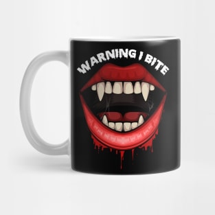 Warnig I Bite - Vampire Fangs Mouth Mug